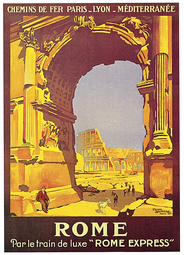 Decor Travel Poster. Graphic Art Design. Rome - Italy. Home Shop Wall Art. 1929