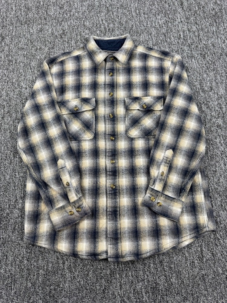 David Taylor Jacket Men Medium Gray Plaid Heavyweight Flannel Shacket Vtg 90s