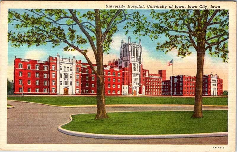 Postcard HOSPITAL SCENE Iowa City Iowa IA m/09 AN9536