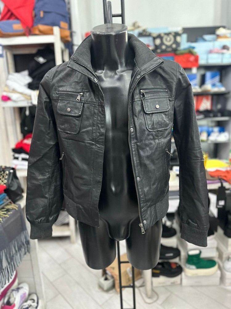 Conbipel Leather Jacket Used Men Size 48 Black LLV660
