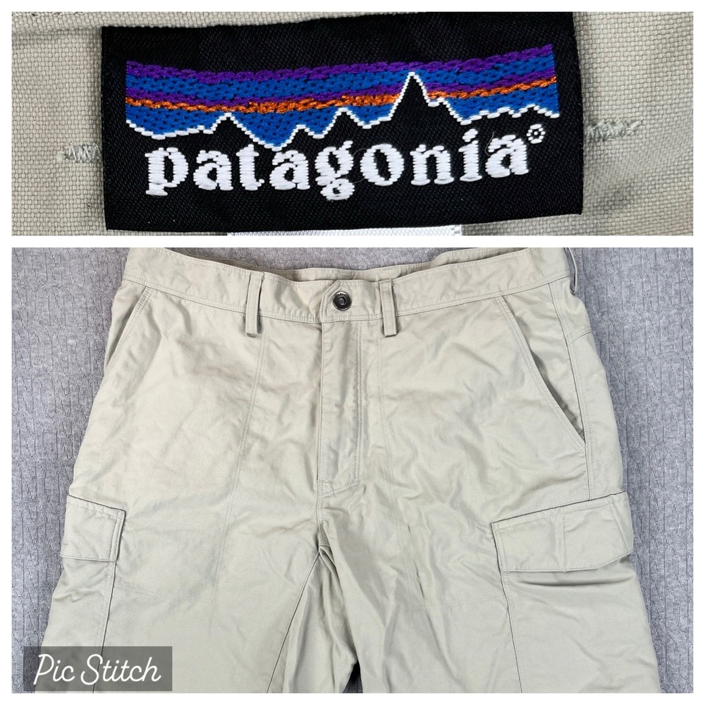 Patagonia Cargo Shorts Mens 35  Hiking Casual Outdoor Canvas beige tan