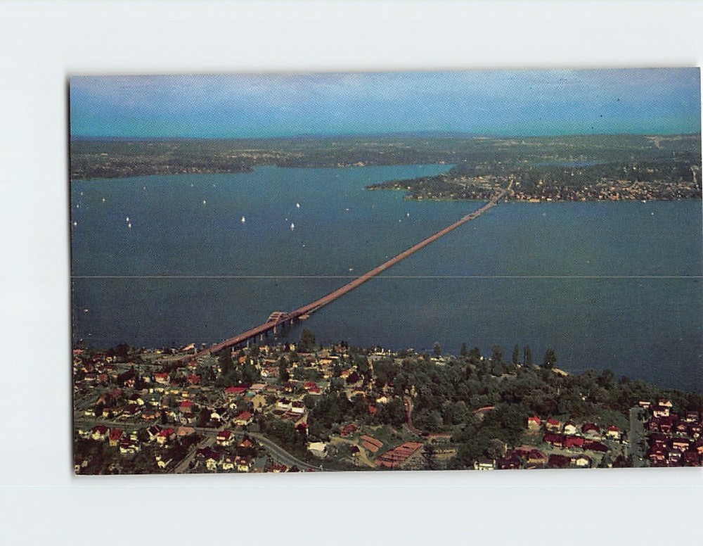 Postcard Lake Washington Floating Bridge Seattle Washington USA