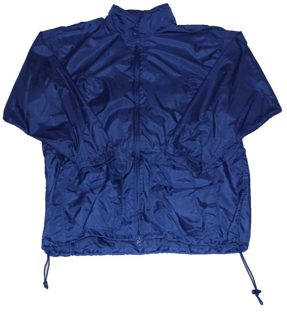 Vintage Woolrich Men's Windbreaker Jacket Size L Navy Blue Full Zip Vented