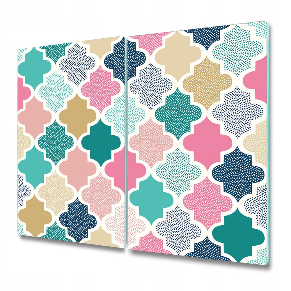 Tempered Glass Kitchen Chopping Board Dots doodle pink blue and white 2x30x52