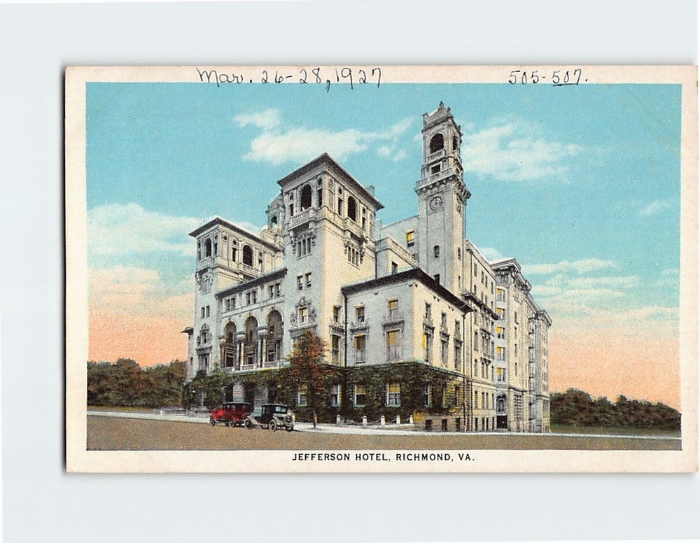 Postcard Jefferson Hotel Richmond Virginia USA