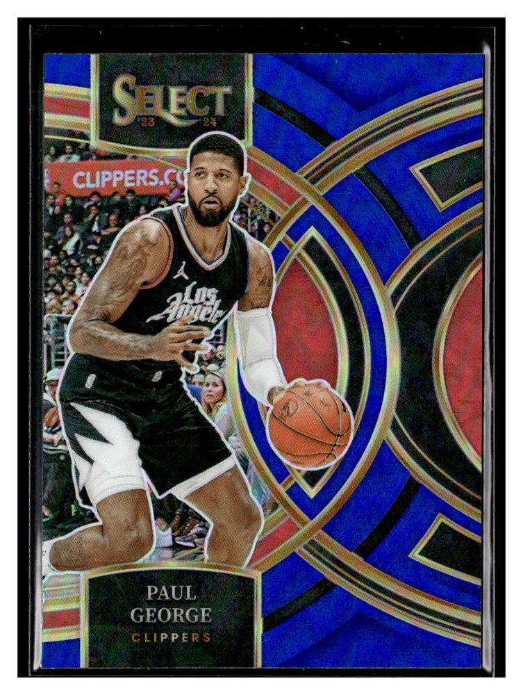 2023-24 Panini Select #187 Paul George Premier Blue Silver Prizm Clippers