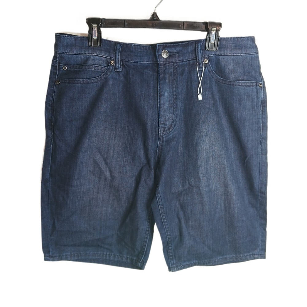 Hugo Boss Straight Fit Denim Shorts Mens 36 Dark Wash Mid Rise Bermuda Shorts