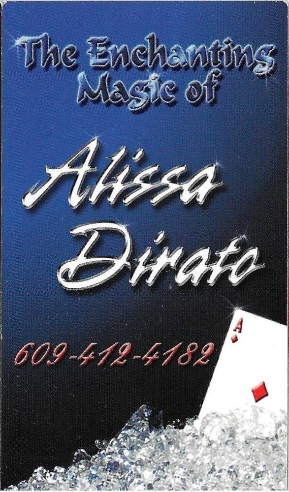 Alissa Dirato magician business card from New Jersey area; The Enchanting Magic