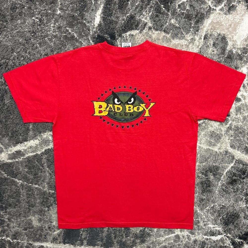 Vintage Bad Boy Club Shirt Mens Large 90s USA Made Skate Surf Red Rap Hip Hop