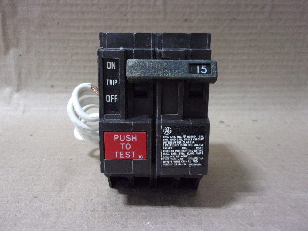 NEW GE THQL THQL2115GF1 2 Pole 15 Amp 240V GFCI Circuit Breaker NTO