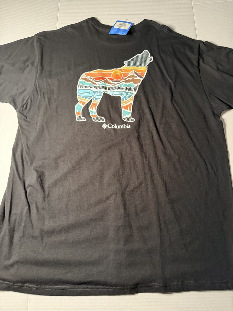 Columbia Sportswear Black Wolf Graphic T-shirt Men’s 2xl Graphic On Backside