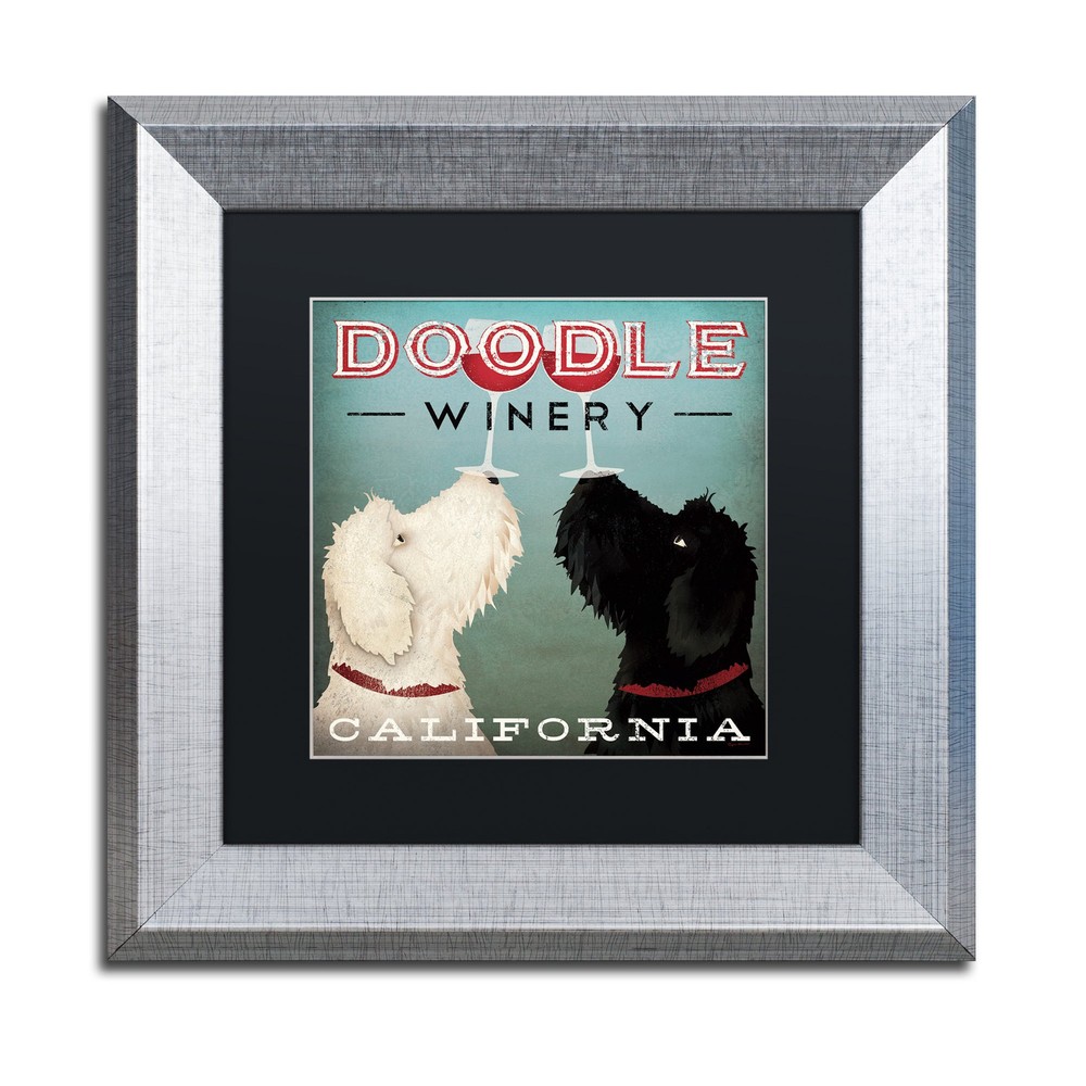 Ryan Fowler Silver Framed 11x11 Doodle Wine Black Matte Art