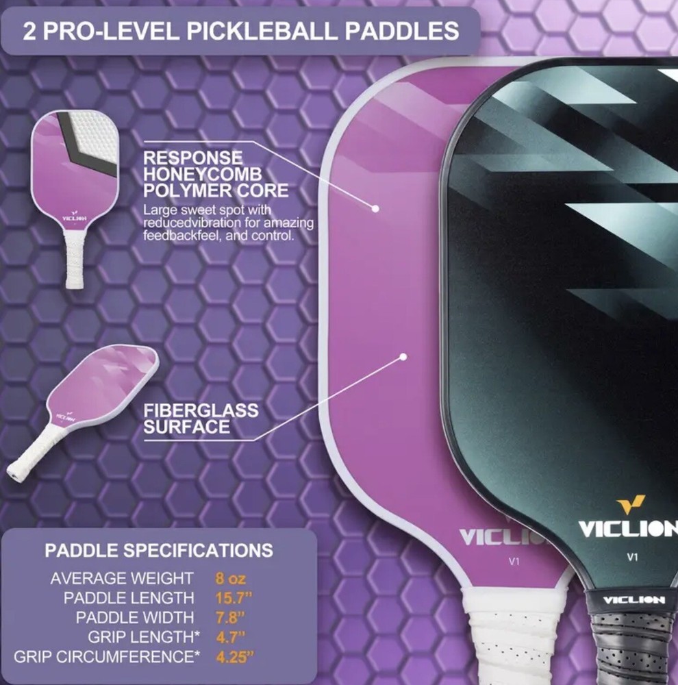 PICKLEBALL PADDLES - Balls *4, Paddles *2, Bag *1!