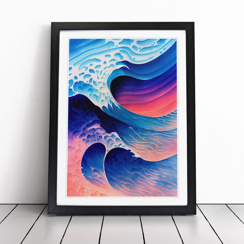 Ocean Wave In Colour No.5 Abstract Wall Art Print Framed Canvas Picture Poster