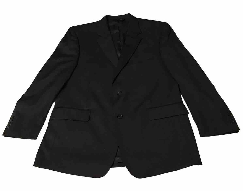 Jos A Bank Wool Blazer Jacket Mens 46R Dark Charcoal Gray Preppy Office Career