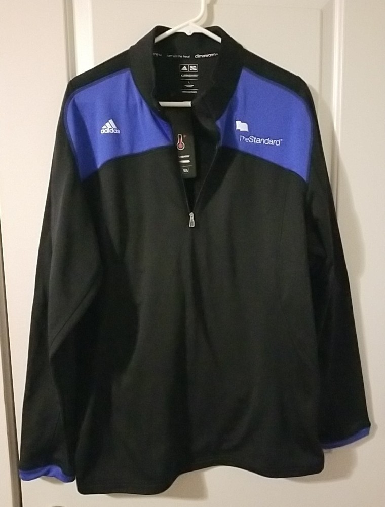 Adidas Golf Climawarm 1/4 Zip Pullover Men's Large Black & Blue NWT