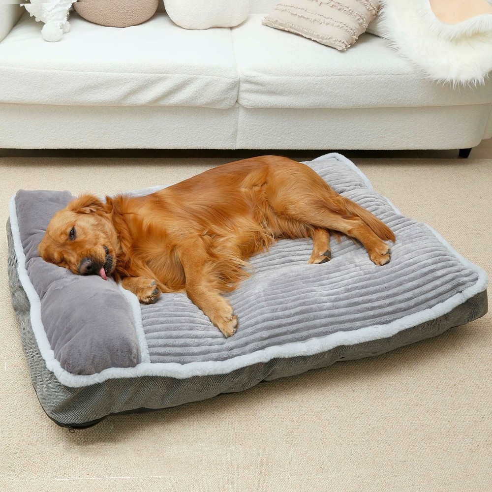 Large Soft Dog Bed with Pillow for Crates Kennels and Sofas