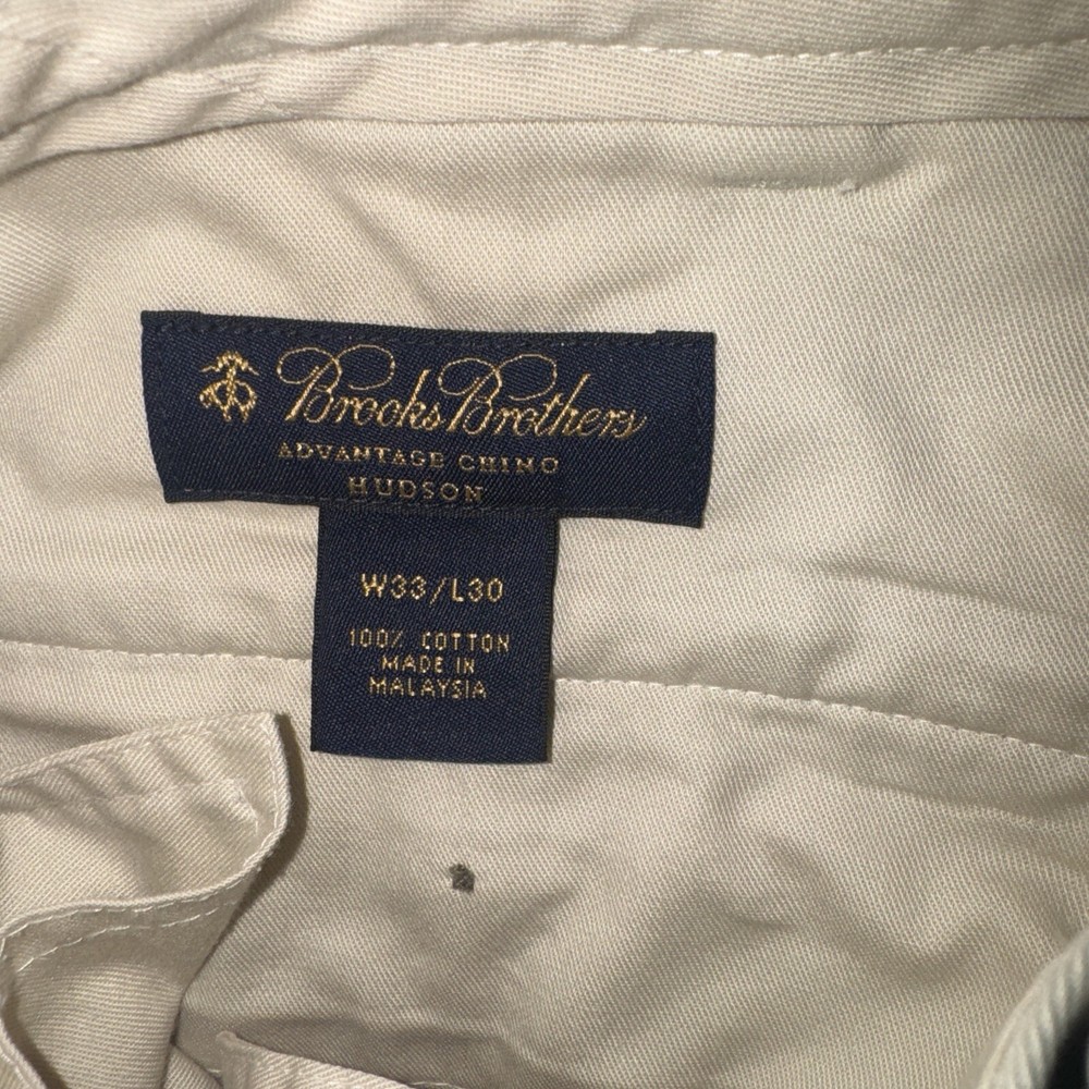 Brooks Brothers Pants Men's 33x30 Beige Advantage Chino Hudson Flat Front
