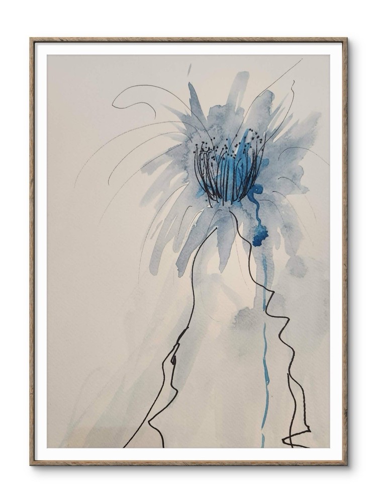 Abstract Flower Colorful Modern Unique Bold Art Watercolor Mixed Media Paper