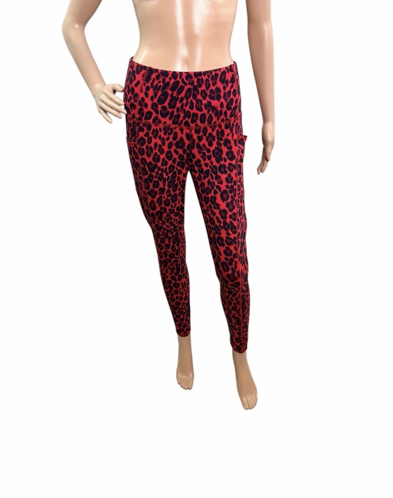 Chico’s Zenergy Women’s Size 4/6R So Sliming Red Cheetah Animal Print Leggings