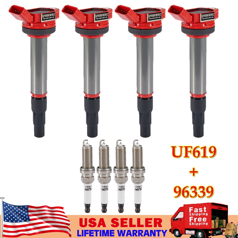 4X Ignition Coil + 4X iridium Spark Plug For 2009-2017 Toyota Corolla 1.8L UF596
