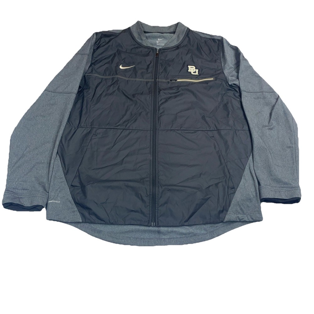 Nike Baylor University Jacket Mens Large Full Zip Lightweight Shield Grey/Black