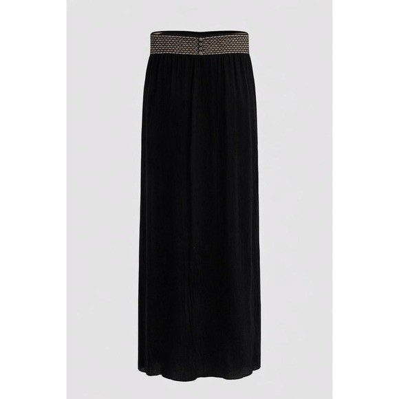 Vintage A.C. Sport Black Maxi Skirt 18W Gold Waist Boho USA