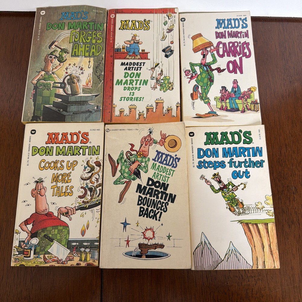 Lot of 6 Don Martin MAD Paperback Books Vintage Humor Collection 1963-1979
