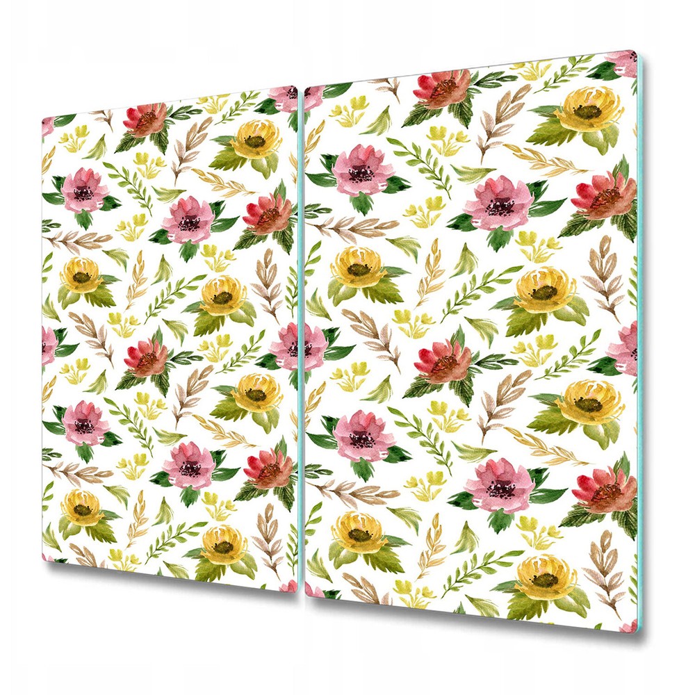 Glass Chopping Cutting Board Watercolour Field Flowers Vintage Botanical 2x30x52