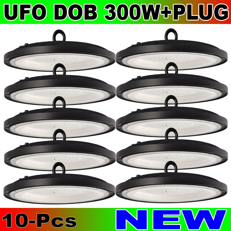 10Pc led UFO High Bay Lights 300 w DOB  Factory  Commercial Light Fixtures 6500K