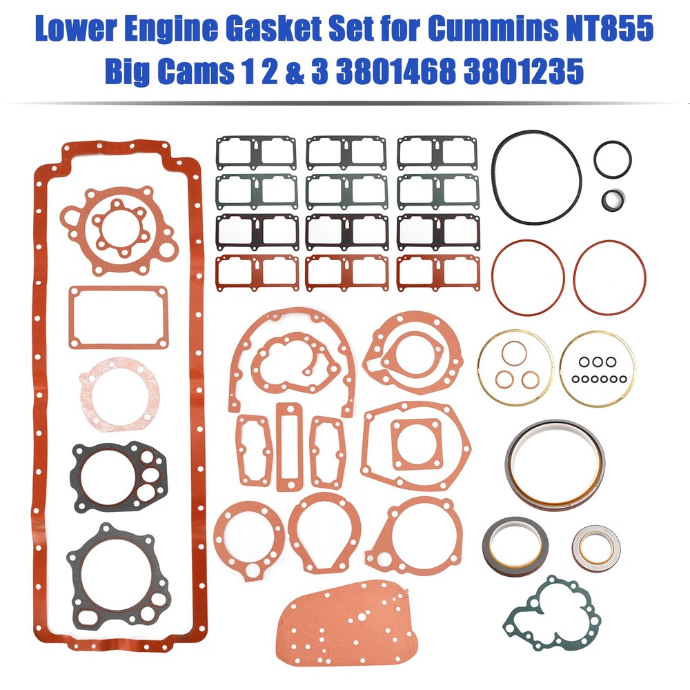 Lower Engine Gasket Set for Cummins NT855 Big Cams 1 2 & 3 3801468 3801235