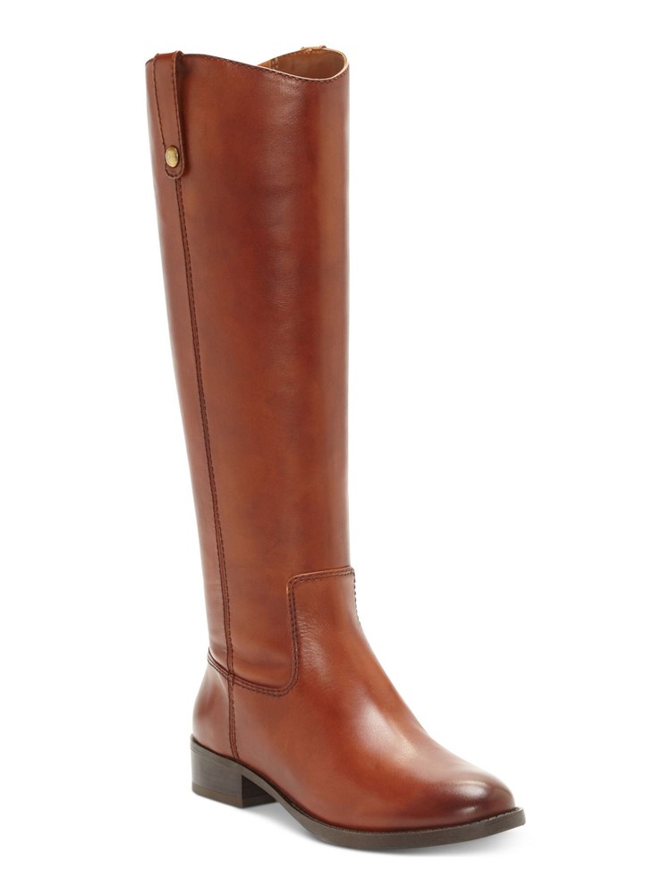 INC Womens Brown Fawne Round Toe Block Heel Leather Riding Boot 5.5 M