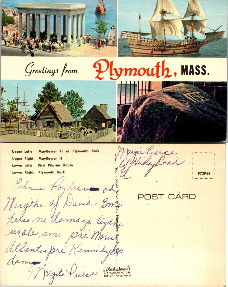 Mayflower Plymouth Rock Pilgrim House Plymouth Massachusetts MA Postcard