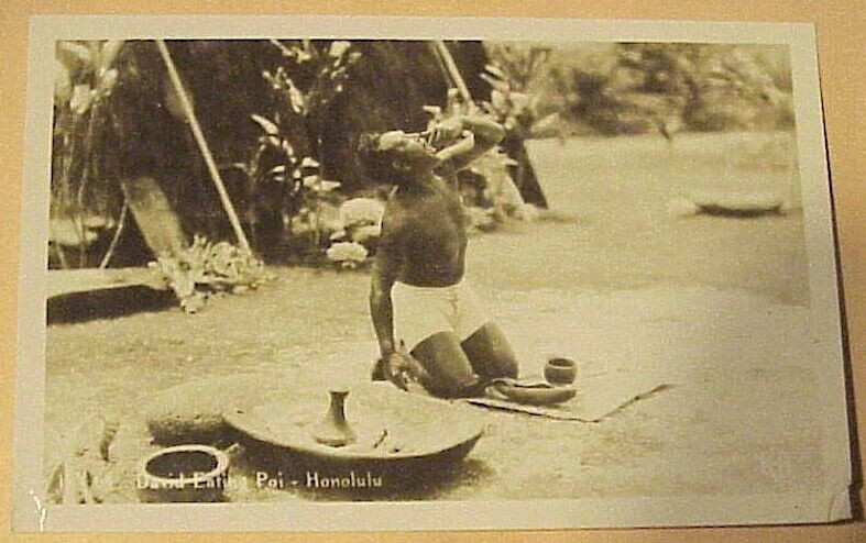 1940's David Eating Poi TH Hawaiian Islands RPPC