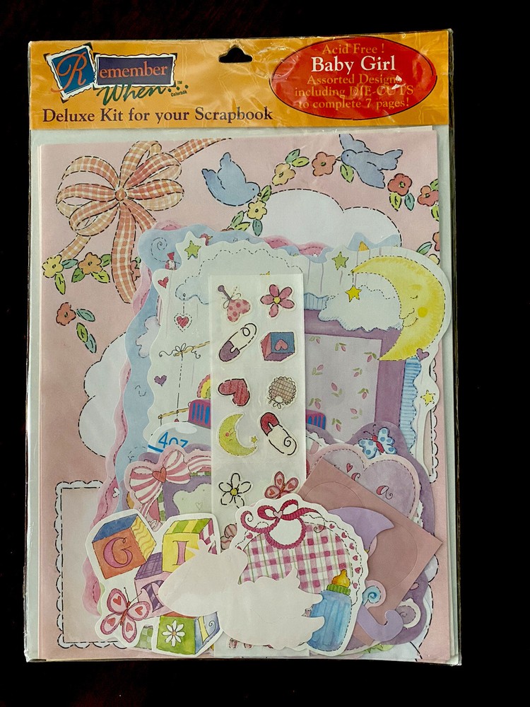 REMEMBER WHEN  BABY GIRL DELUXE SCRAPBOOKING  KIT NEW IN PACKAGE ACID FREE-image