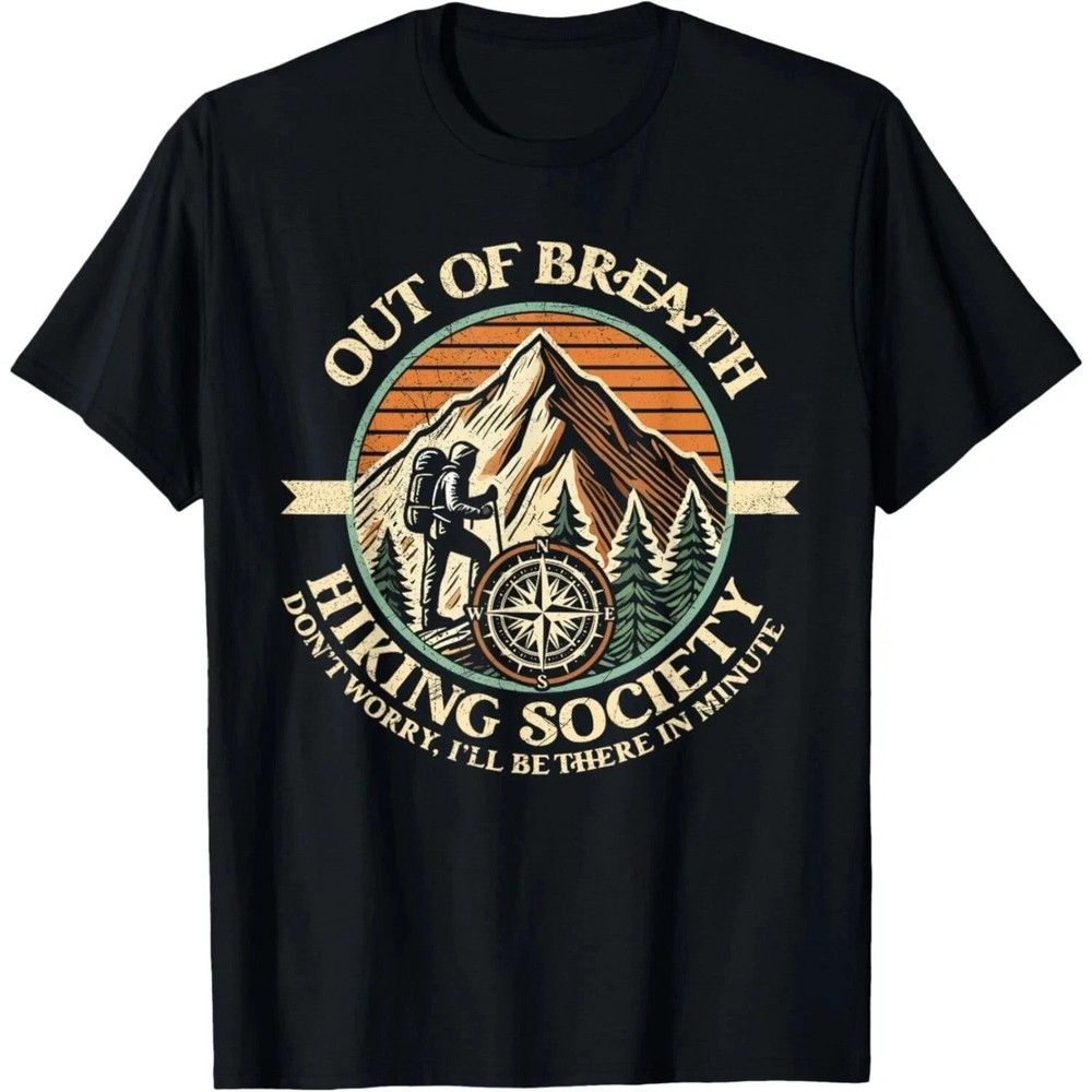 Out of Breath Hiking Society Funny Mountain Outdoor Hikers T-Shirt, Size S-5XL