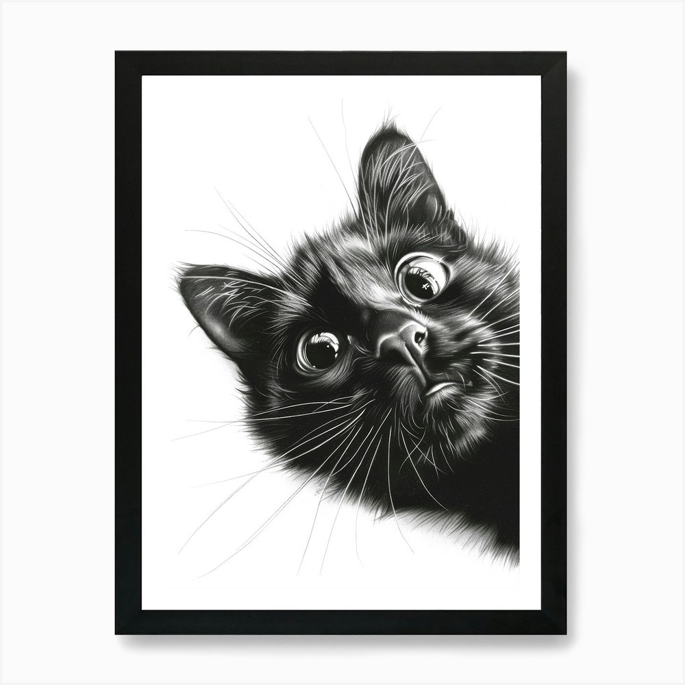 Black Cat Art Print Framed Canvas Wall Decor You Good