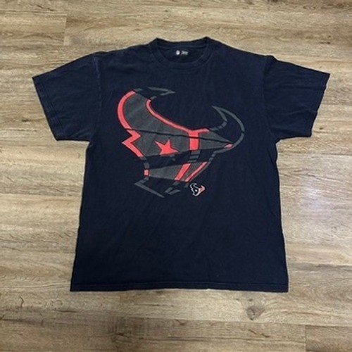 NFL Team Apparel Houston Texans Mens Large Navy Blue Graphic T-Shirt Cotton
