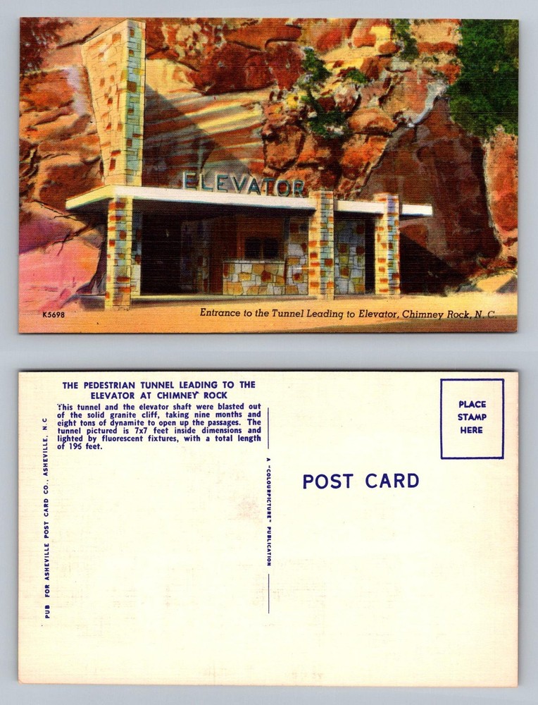 Chimney Rock, NC-North Carolina, Tunnel Entrance to Elevator Vintage Postcard