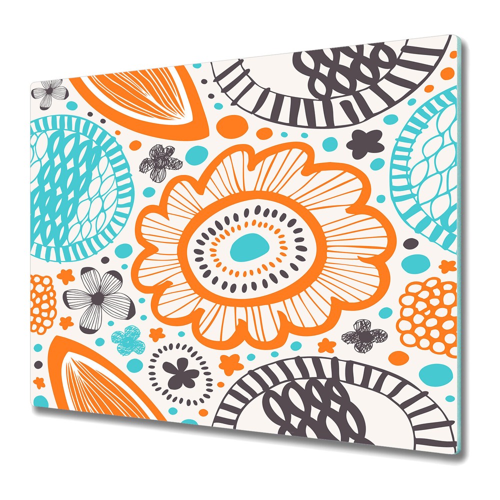 Glass Chopping Board Utensil Board Pastel Flowers | Artwork | Colourful 60x52
