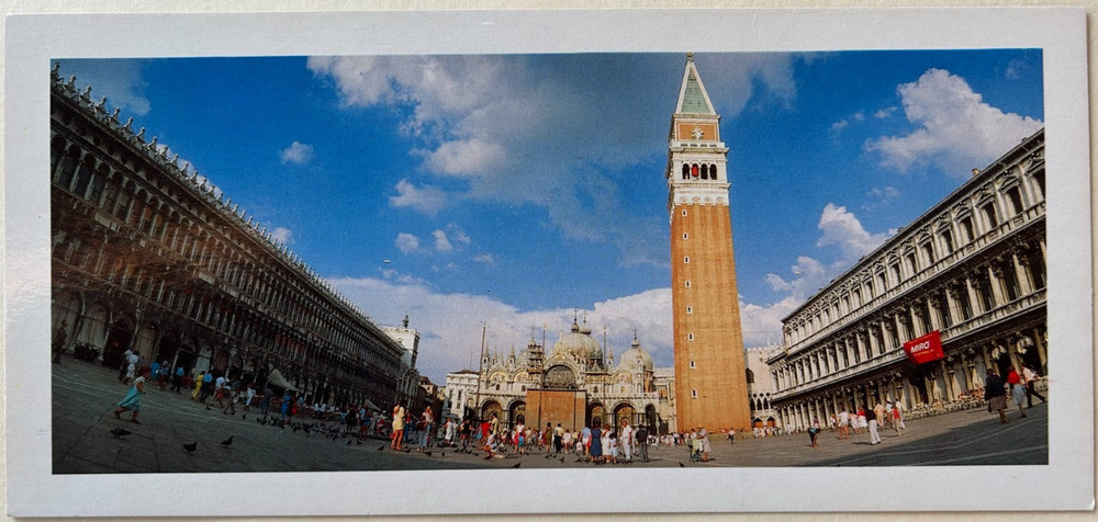 Postcard: Panoramic view of Venice's Piazza San Marco with the Campanile