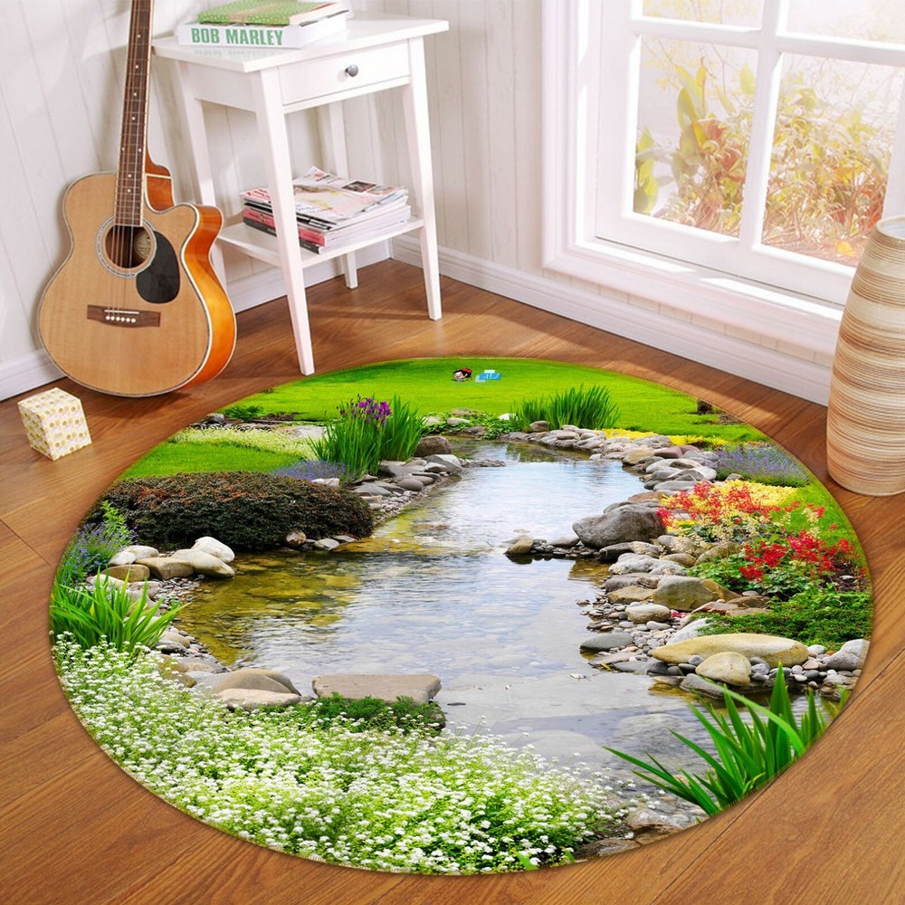 3D Creek Stone Grass NAO4006 Game Rug Mat Elegant Photo Carpet Mat Fay