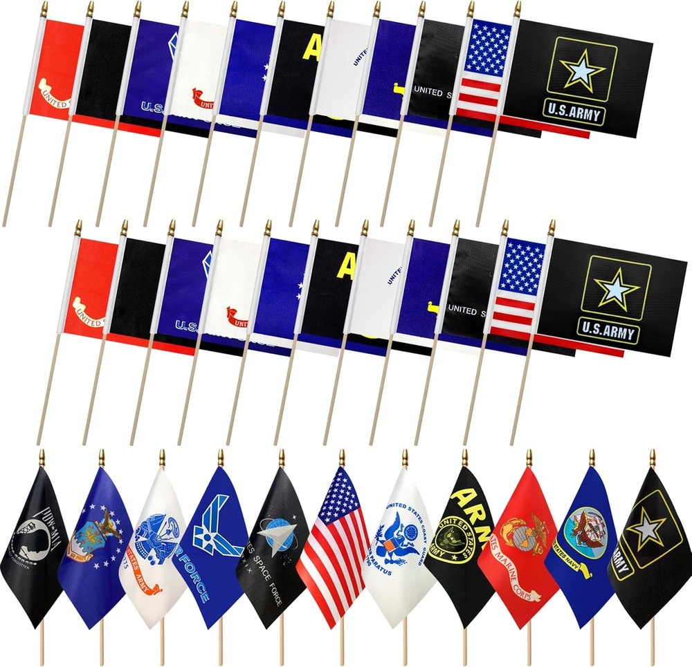 22 Pack All Branches Military Service Flags Set Small Mini Army Armed Forces ...