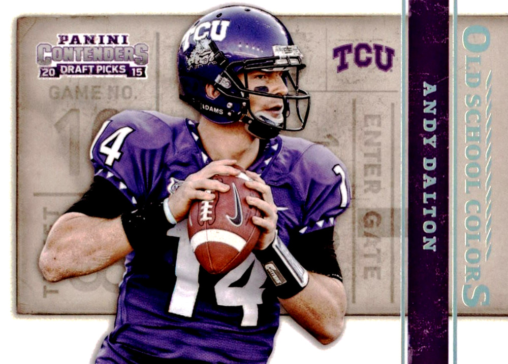 2015 Panini Contenders Draft Picks OLD SCHOOL COLORS #4 Andy Dalton TCU Bengals