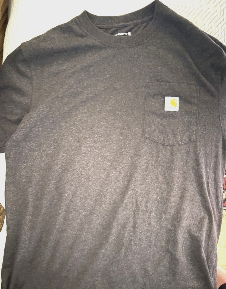 Carhartt Men's Loose Fit Gray Pocket Crew Neck Knit Short Sleeve T-Shirt Size M