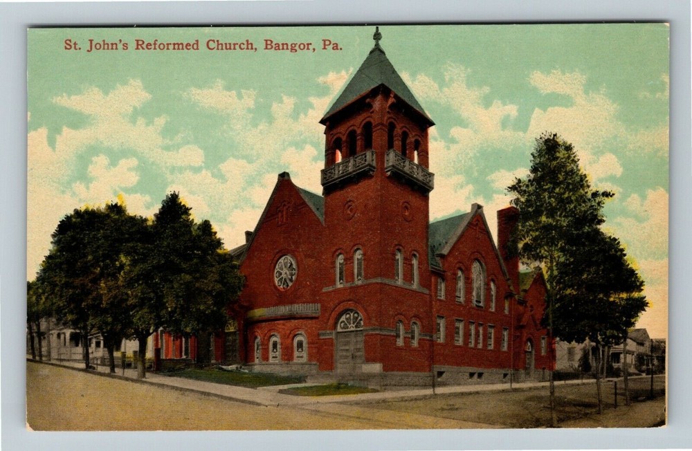 Bangor PA-Pennsylvania St Johns Reformed Church Vintage Souvenir Postcard