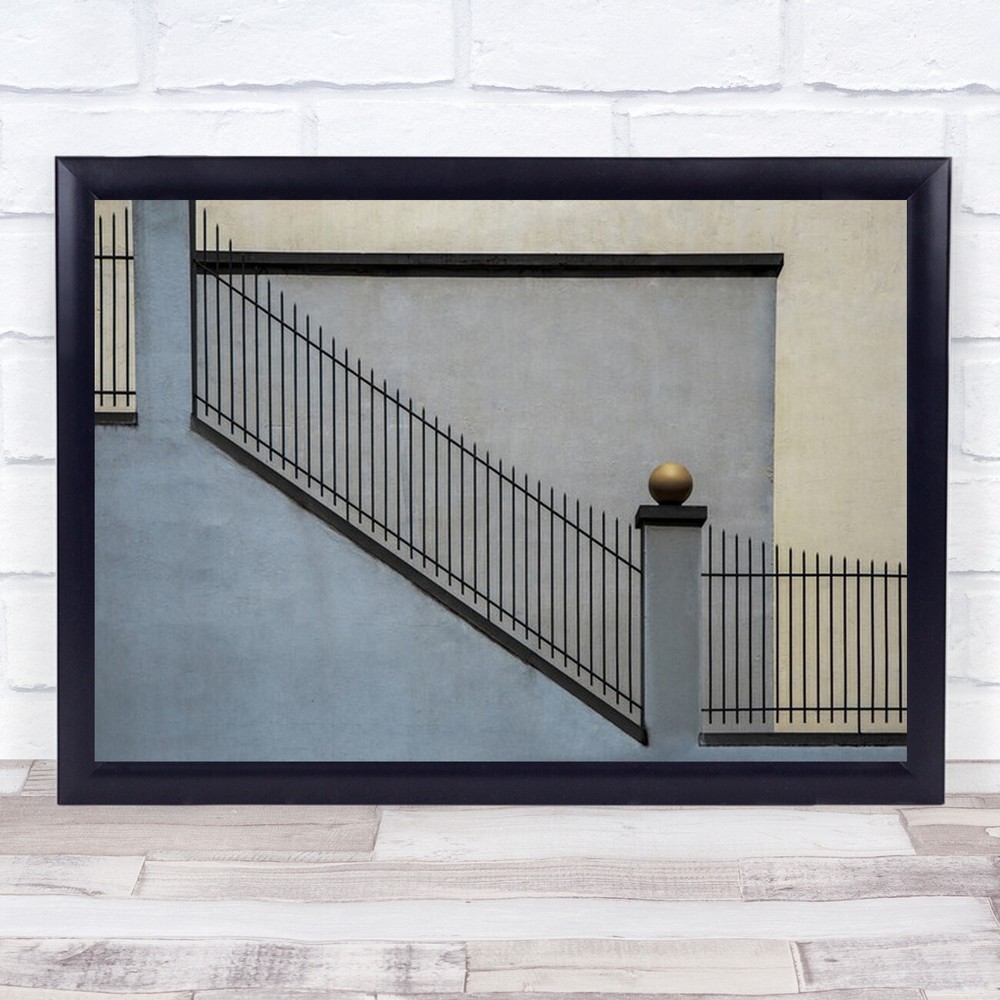 The Golden Ball Abstract Fence Stair Shapes Lines Graphic Staircase Art Print-image