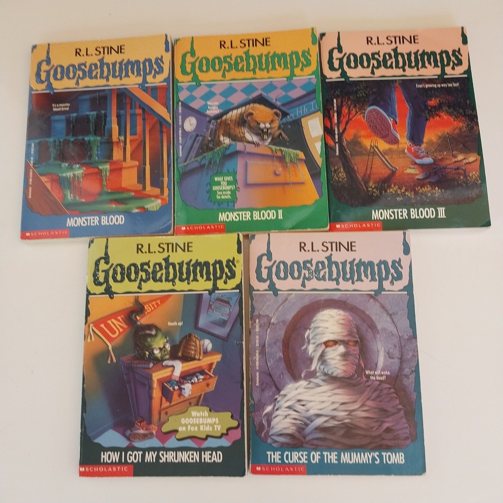 LOT OF 5 - R.L. Stine Books -Goosebumps -Monster Blood-Curse Of The Mummy's Tomb