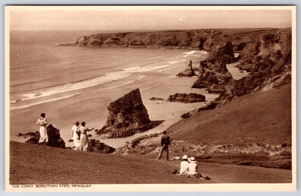 England UK Newquay Cornwall Cliffs Bedruthan Steps and Coast Postcard