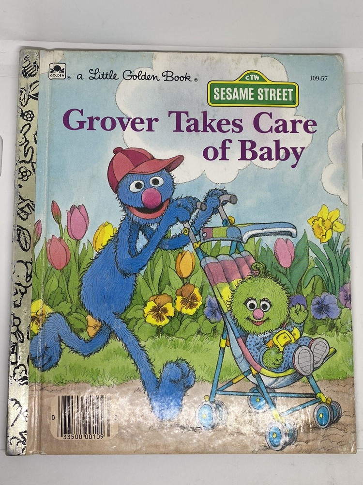 Vintage 1987 Grover Takes Care of Baby Sesame Street Hardcover Golden Book
